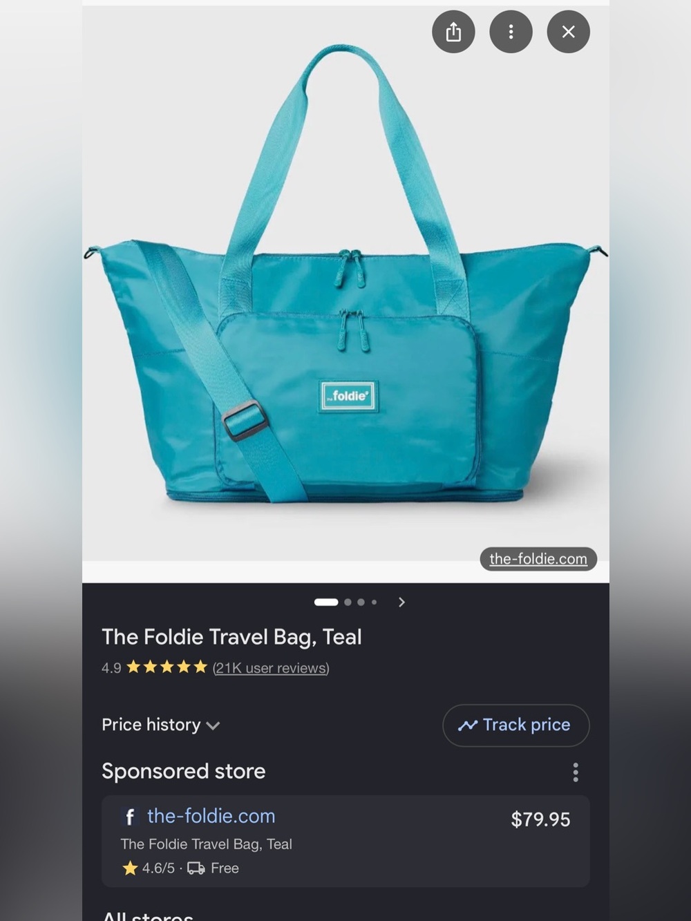 The Foldie Teal Travel Bag – Packable Weekender